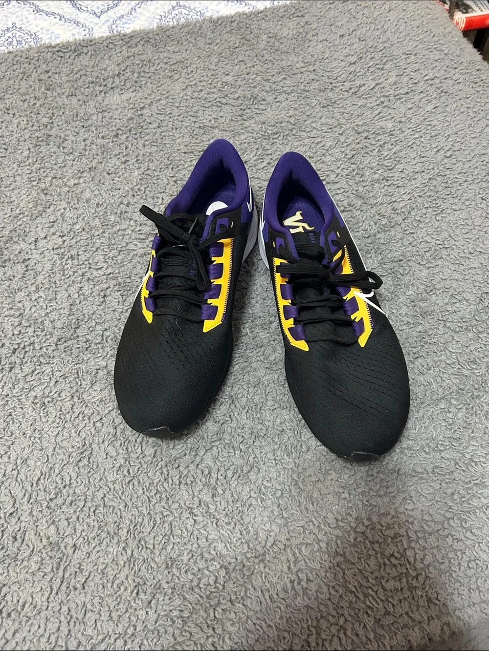 Men's Nike Air Zoom Minnesota Vikings Athletic Shoes in Black, Purple & Yellow